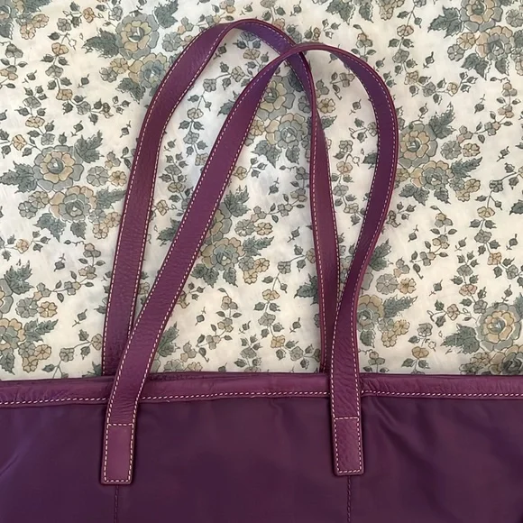 PRADA original purple Tessuto Canapa Logo Large Tote. nylon/Saffiano leather